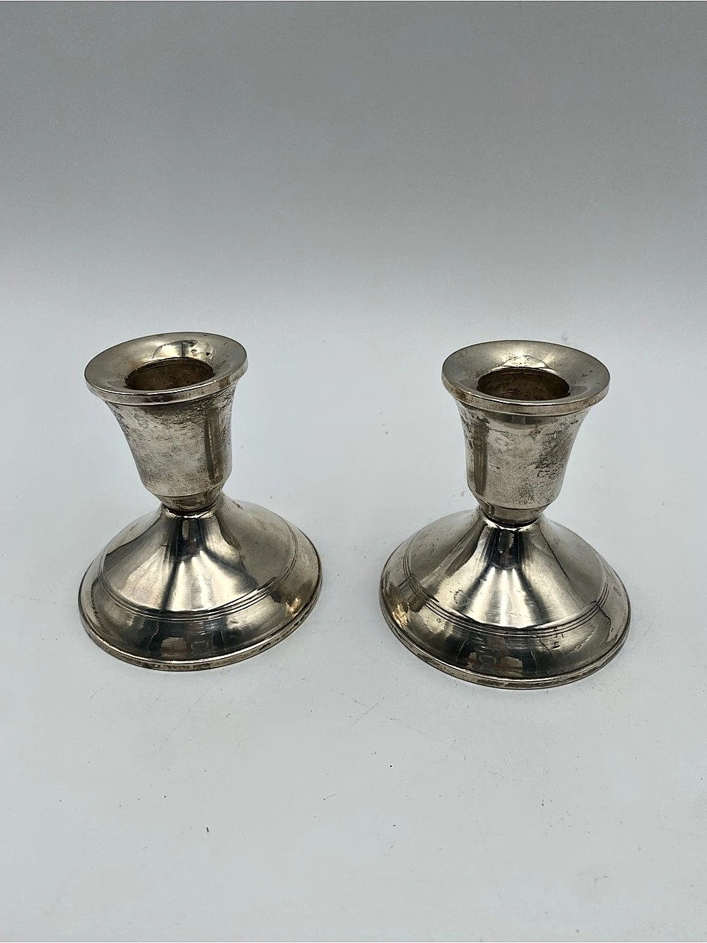 Longchamp Creation Sterling Silver Weighted Candlestick Holders Pair